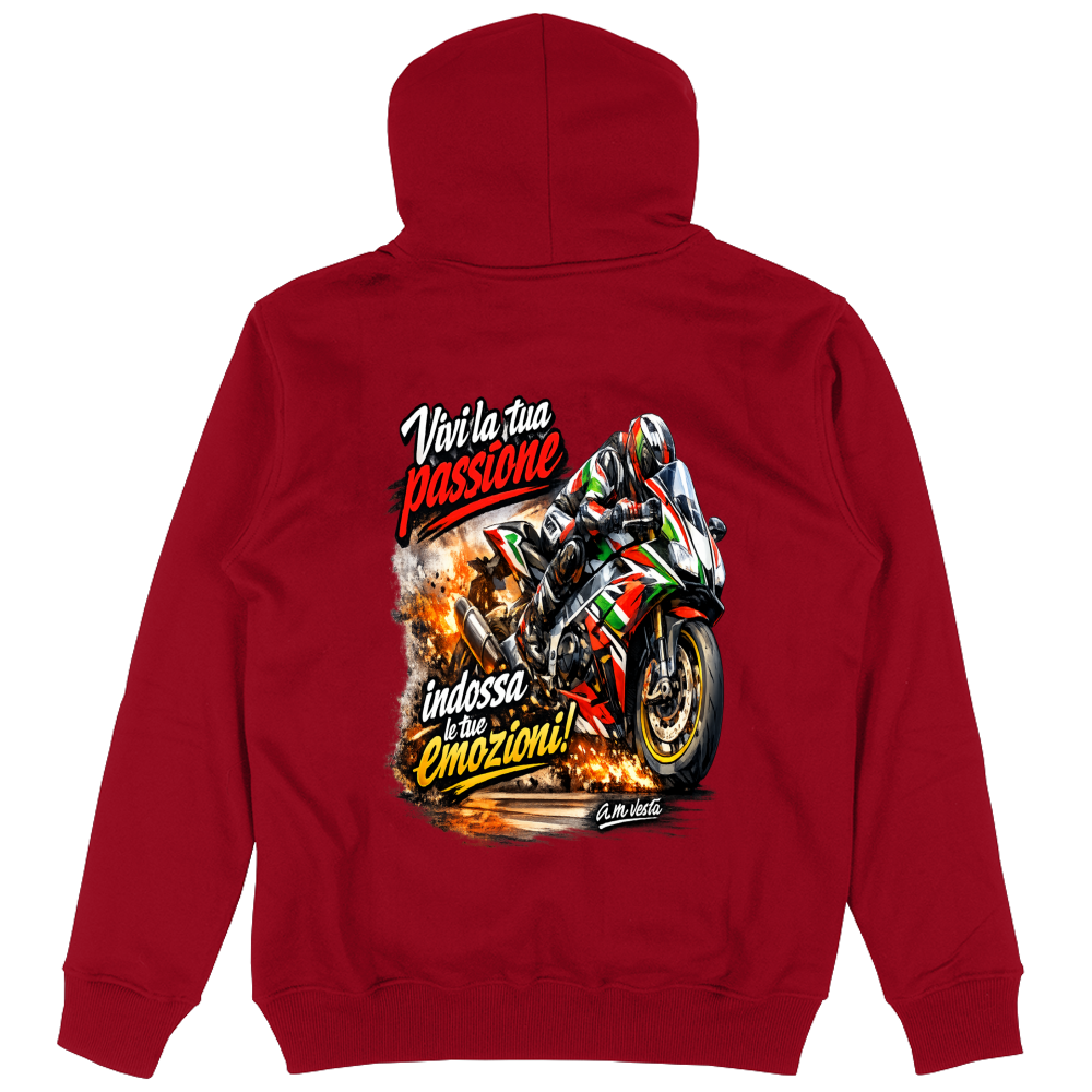 Felpa Unisex con Cappuccio vivi la tua passione in moto | Streetwear Premium | A.M Vesta |