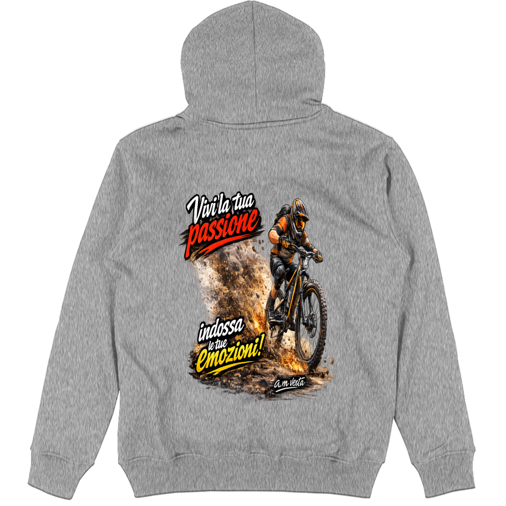 Felpa Unisex con Cappuccio vivi la tua passione in bici | Streetwear Premium | A.M Vesta |