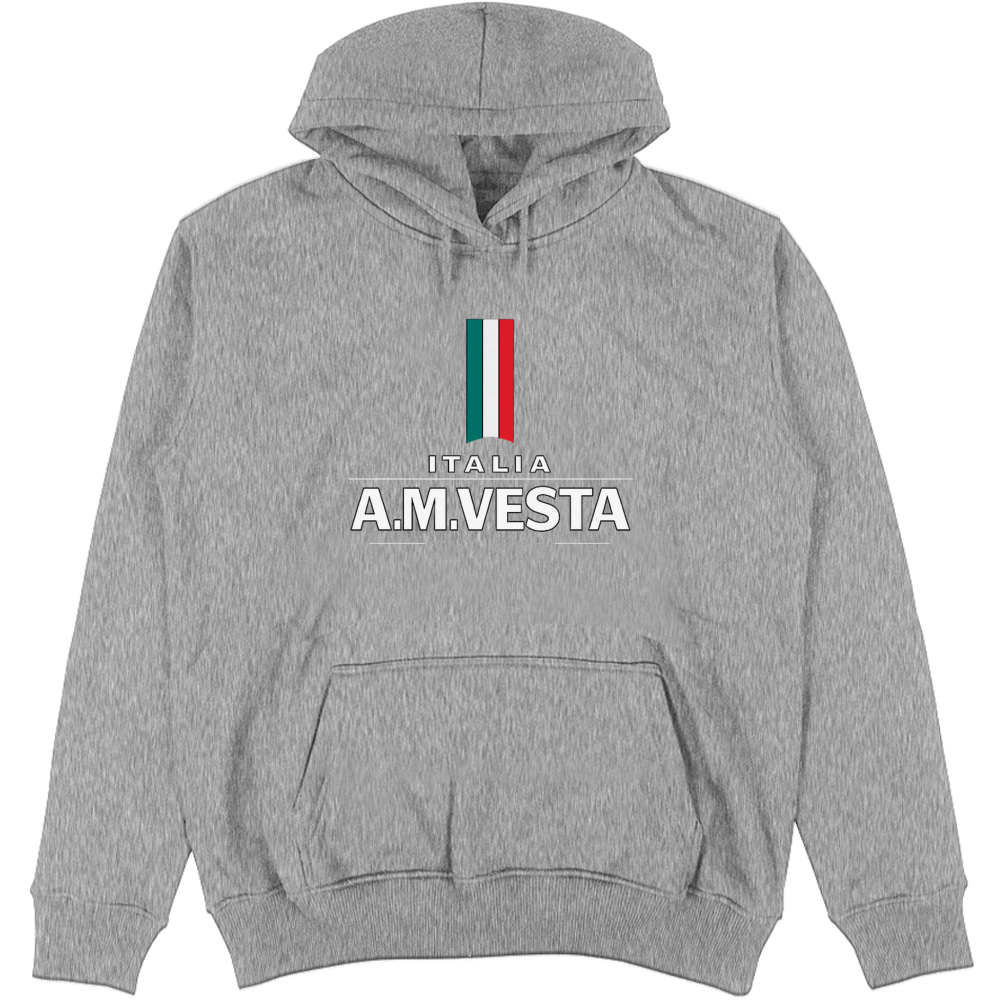 Felpa Unisex con Cappuccio Italia - Design Esclusivo A.M Vesta | Streetwear Premium | A.M Vesta | heathergrey