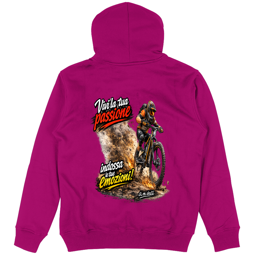 Felpa Unisex con Cappuccio vivi la tua passione in bici | Streetwear Premium | A.M Vesta |