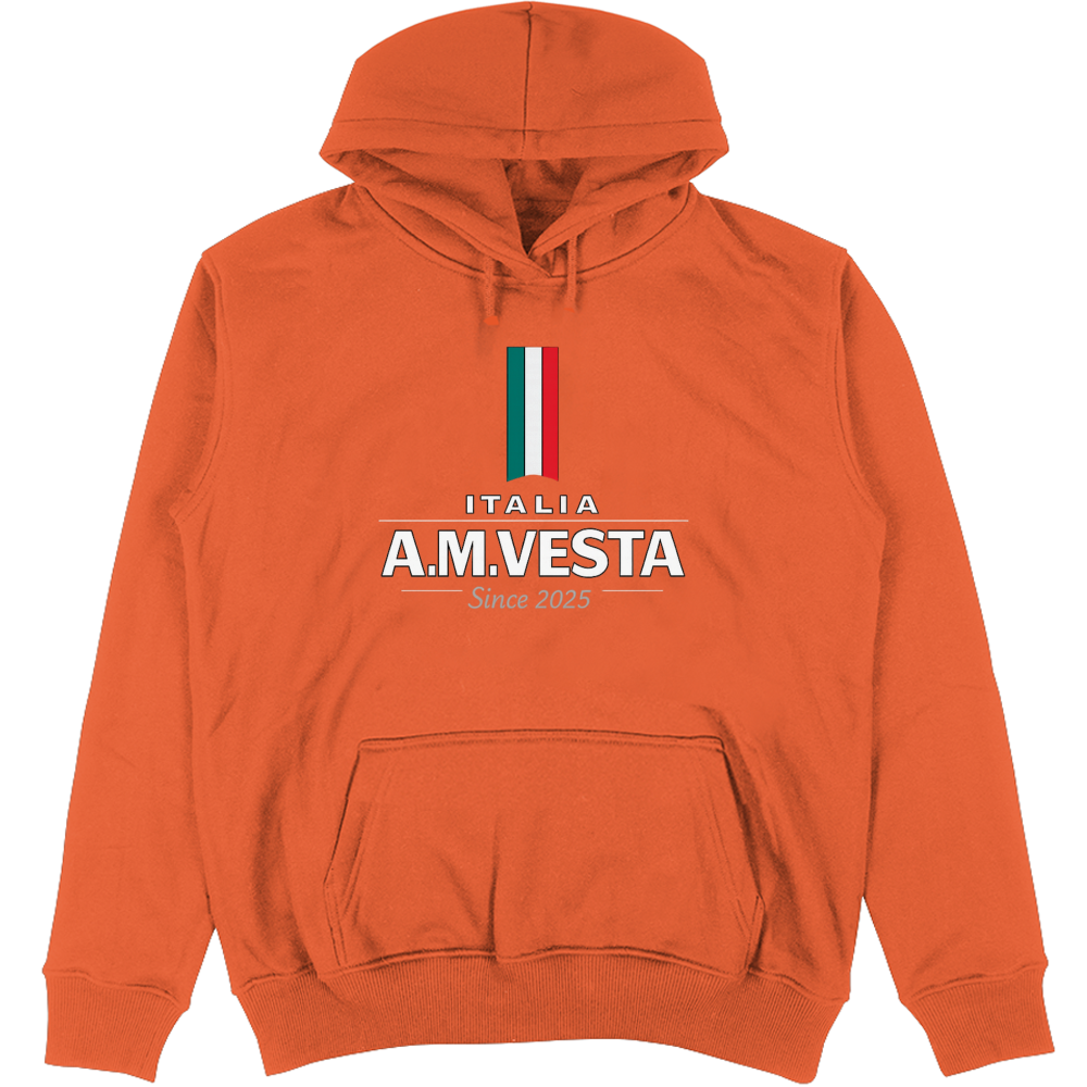 Felpa Unisex con Cappuccio Italia - Design Esclusivo A.M Vesta | Streetwear Premium | A.M Vesta | orange