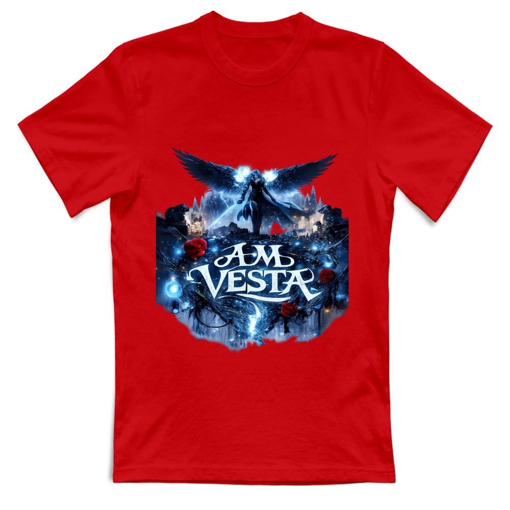 T-Shirt Unisex Angelo tra le Rose - Design Esclusivo A.M Vesta | Streetwear Premium | A.M Vesta | red