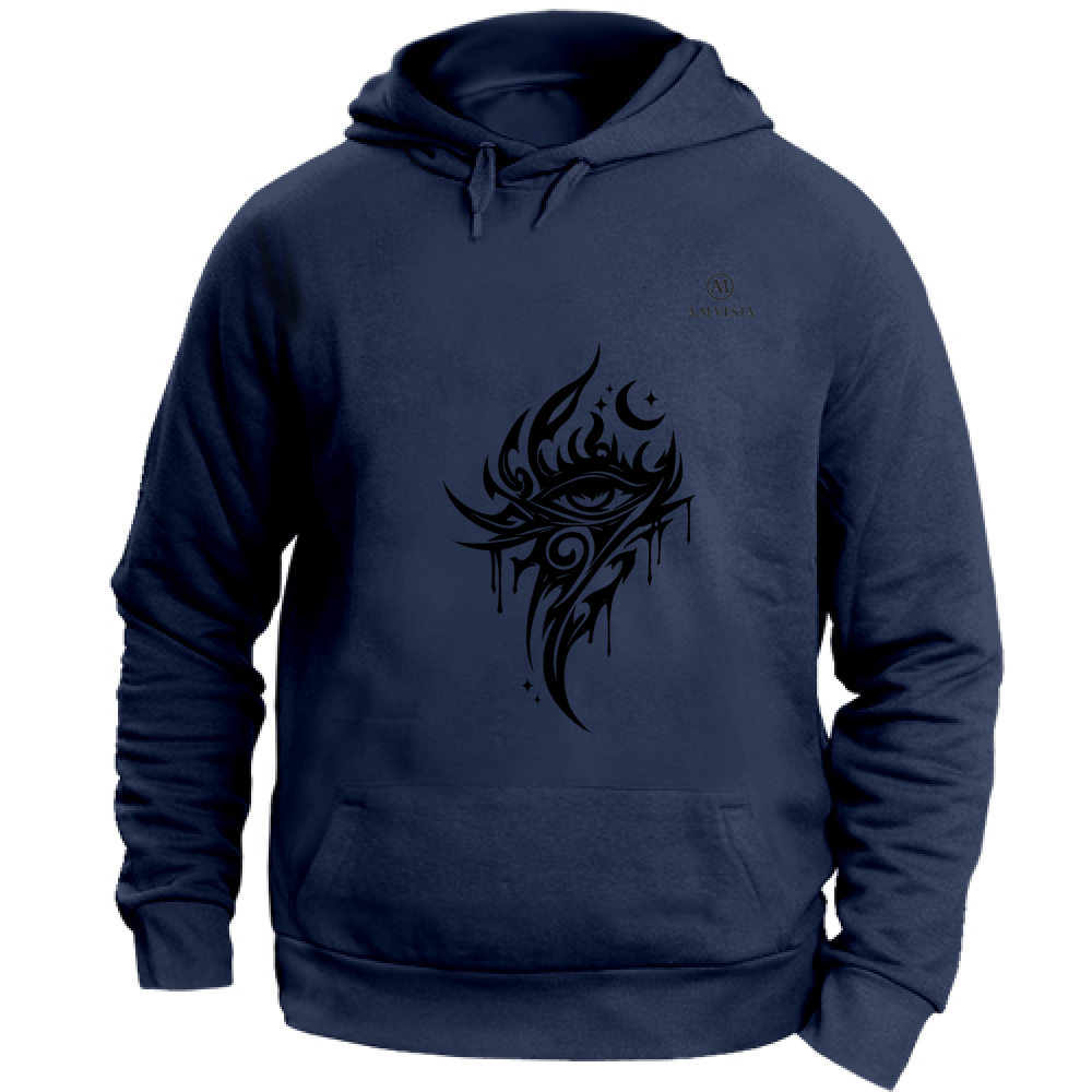Felpa Unisex con Cappuccio Tribal - Design Esclusivo A.M Vesta. | Streetwear Premium | A.M Vesta | navy