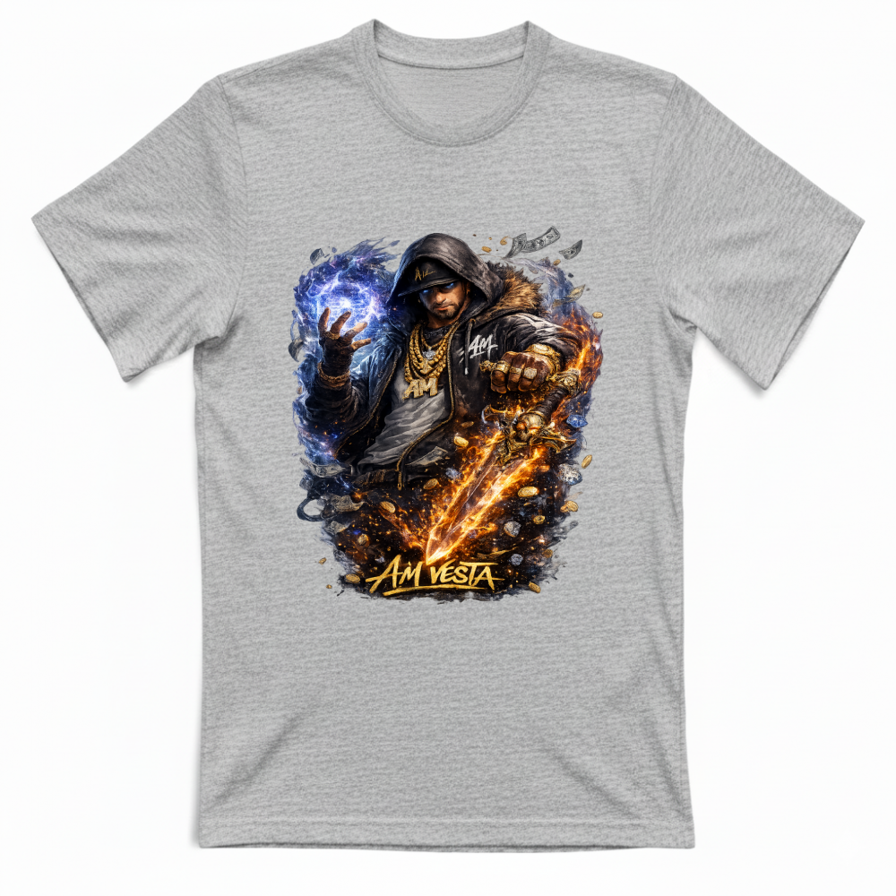 T-Shirt Unisex design “A.M. Vesta – Street Warrior Fire & Ice. | Streetwear Premium | A.M Vesta | greymarble