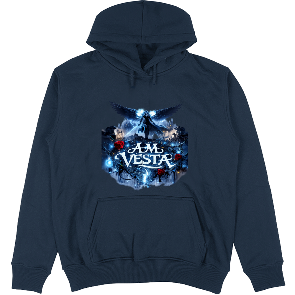 Felpa Unisex con Cappuccio Angelo tra le Rose - Design Esclusivo A.M Vesta | Streetwear Premium | A.M Vesta | navy