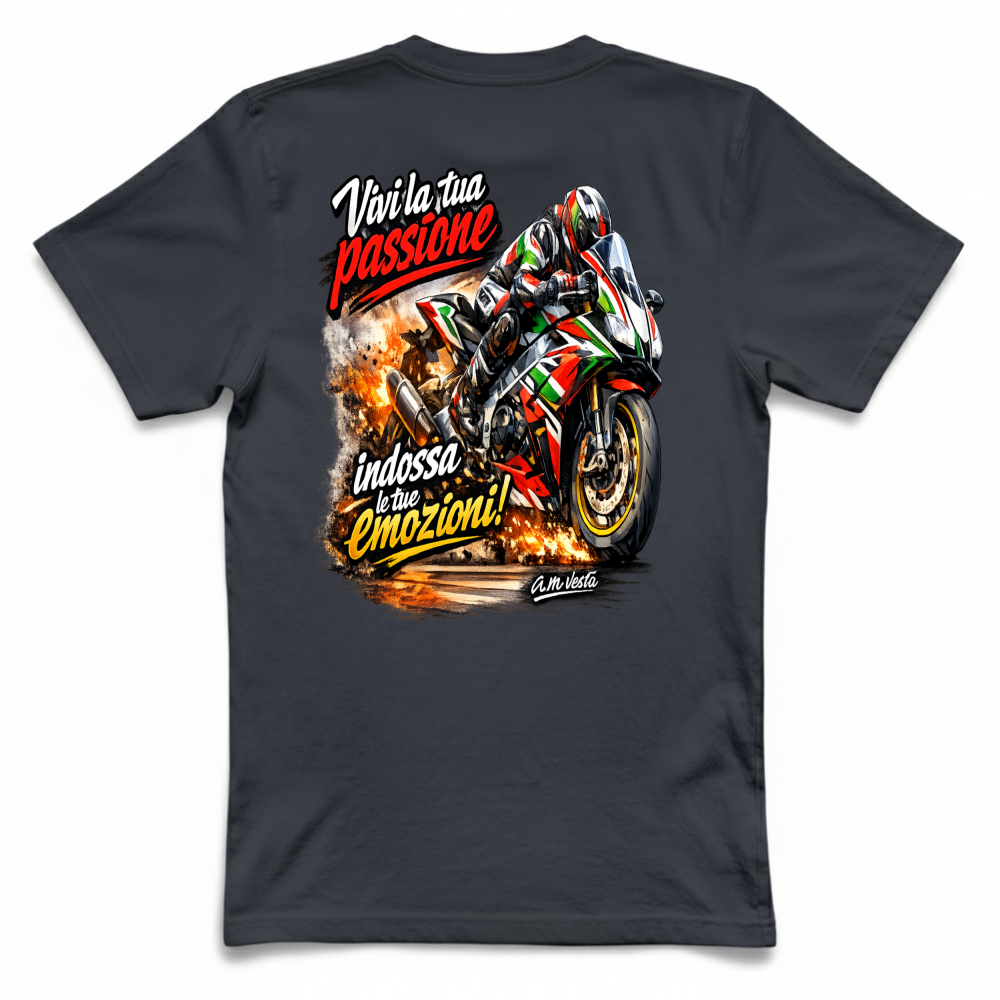 T-Shirt Unisex vivi la tua passione in moto design a.m vesta | Streetwear Premium | A.M Vesta |