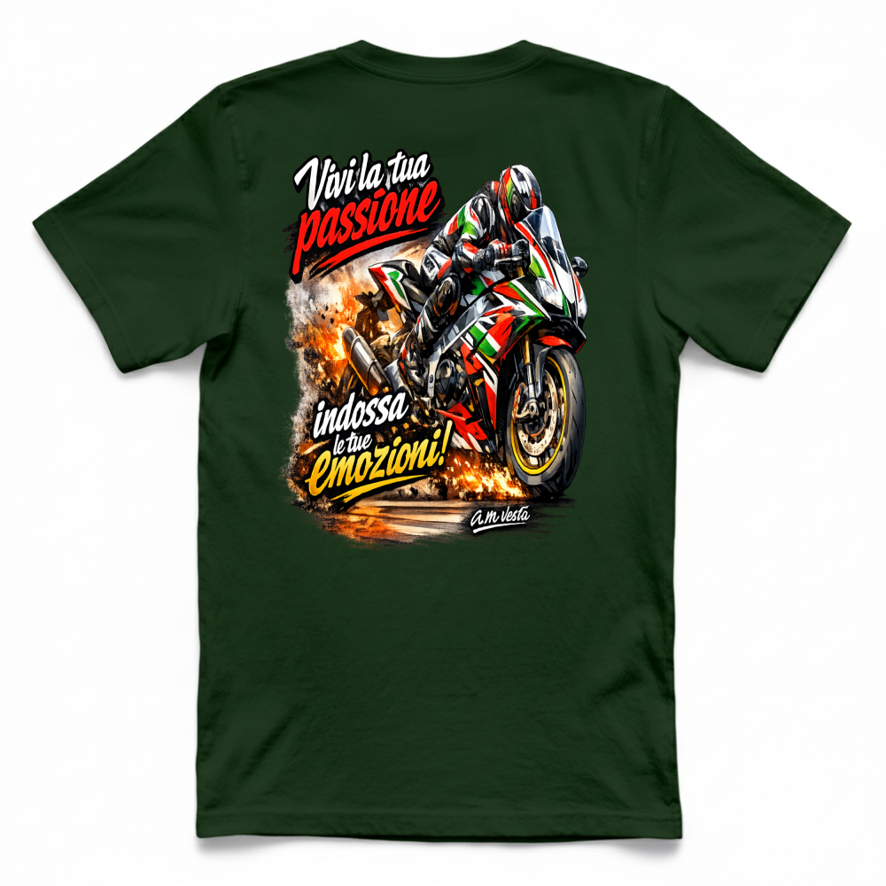 T-Shirt Unisex vivi la tua passione in moto design a.m vesta | Streetwear Premium | A.M Vesta |