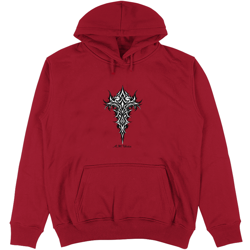 Felpa Unisex con Cappuccio Tribal Demon - Design Esclusivo A.M Vesta | Streetwear Premium | A.M Vesta | red