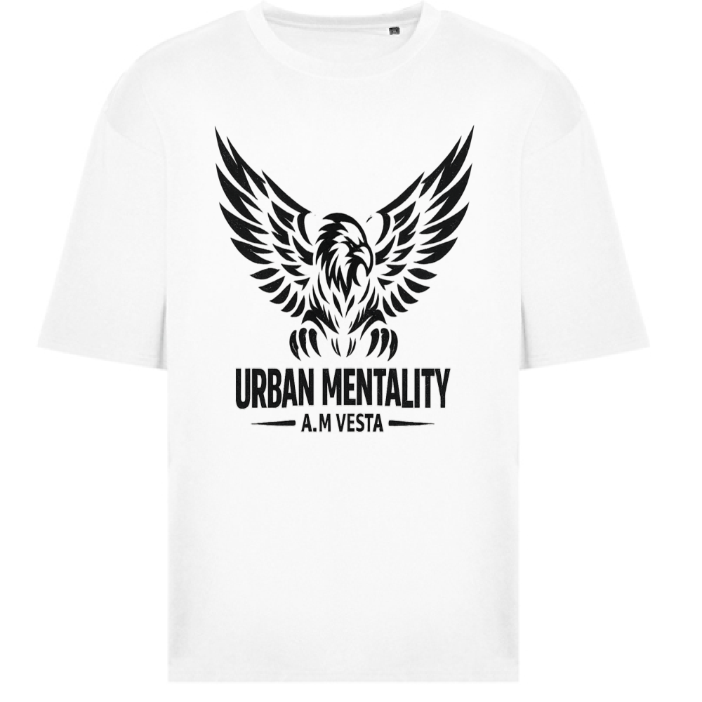 T-Shirt Oversize Unisex Urban Mentality - Design Esclusivo A.M Vesta | Streetwear Premium | A.M Vesta | white