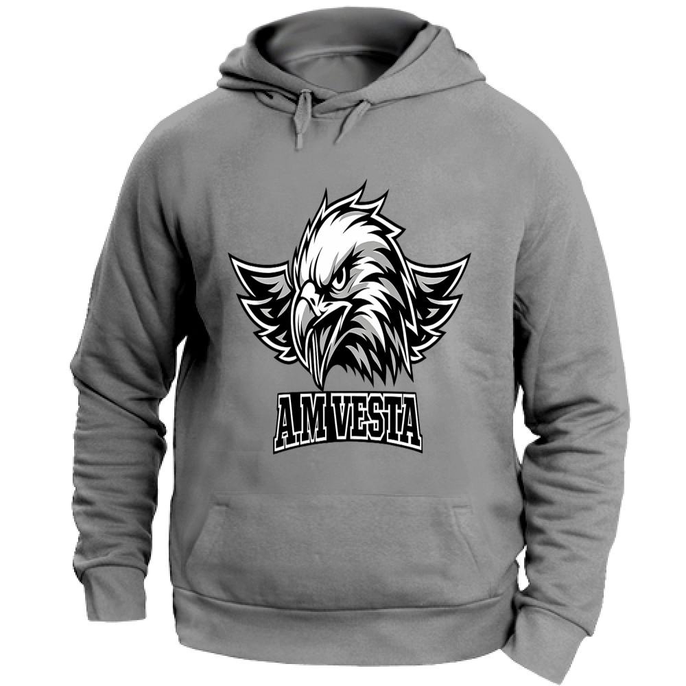 Felpa Unisex con Cappuccio Logo A.M Vesta - Taglie Forti 3XL 4XL - 5 Colori - Design Esclusivo | Streetwear Premium | A.M Vesta | heathergrey