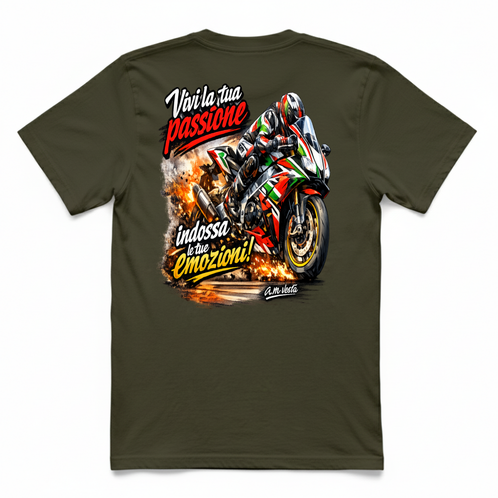 T-Shirt Unisex vivi la tua passione in moto design a.m vesta | Streetwear Premium | A.M Vesta |