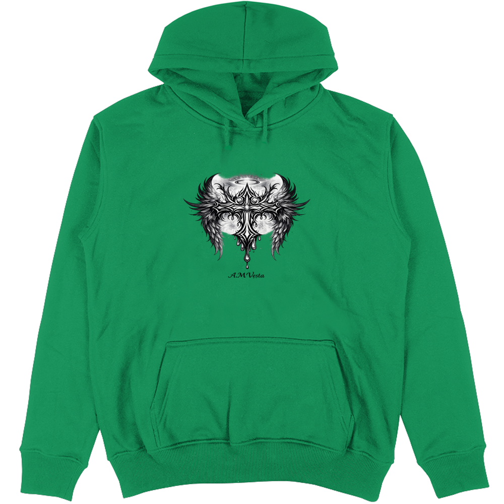 Felpa Unisex con Cappuccio Tribal - Design Esclusivo A.M Vesta | Streetwear Premium | A.M Vesta | kellygreen