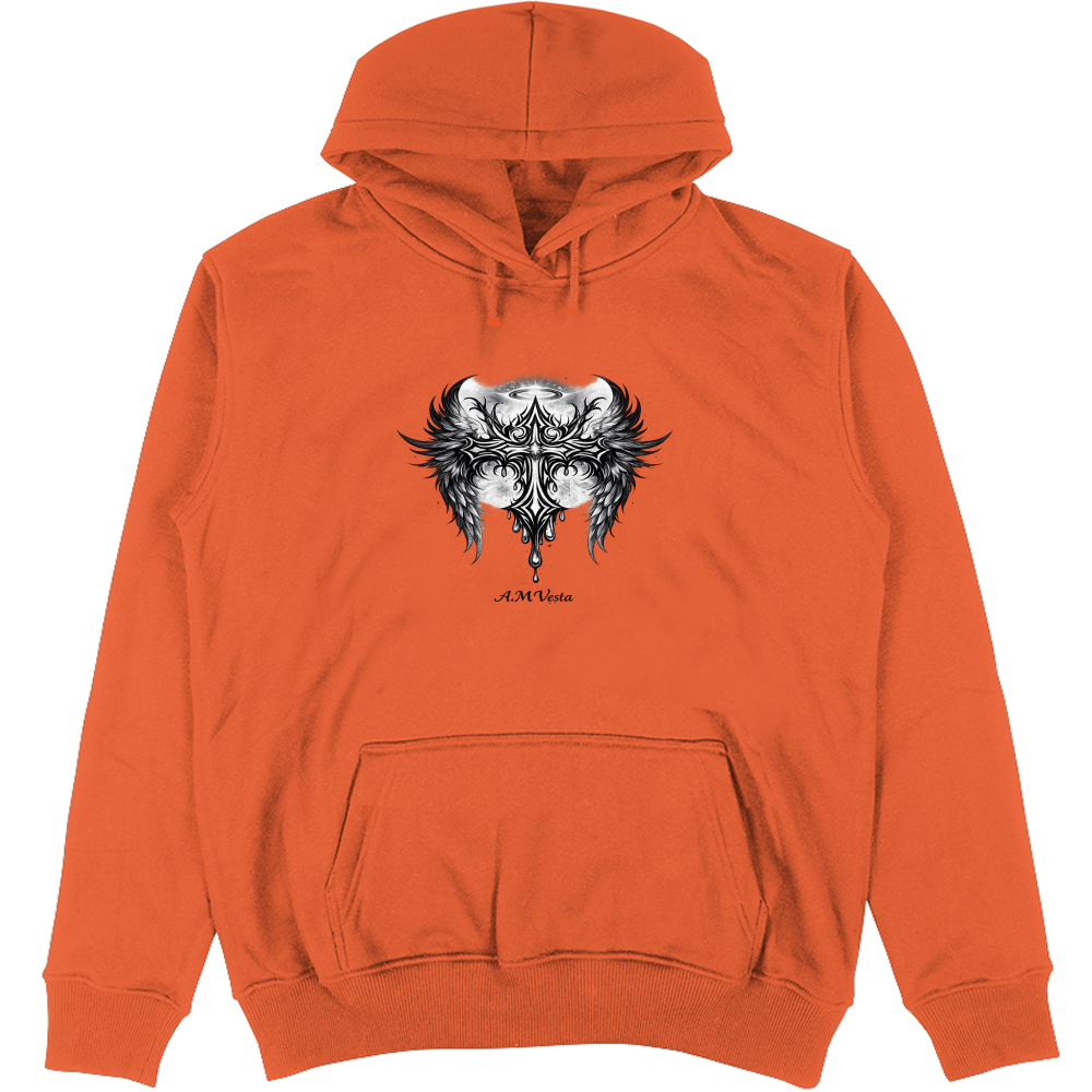 Felpa Unisex con Cappuccio Tribal - Design Esclusivo A.M Vesta | Streetwear Premium | A.M Vesta | orange