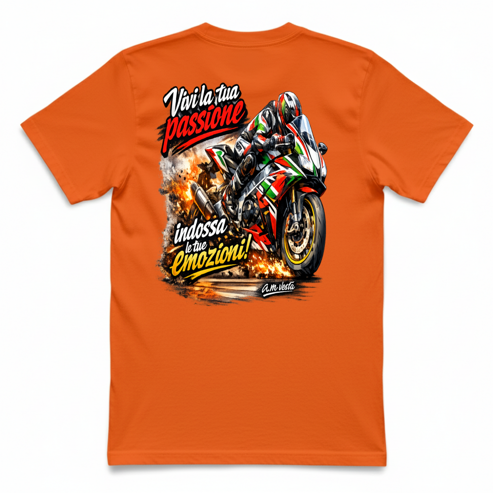 T-Shirt Unisex vivi la tua passione in moto design a.m vesta | Streetwear Premium | A.M Vesta |
