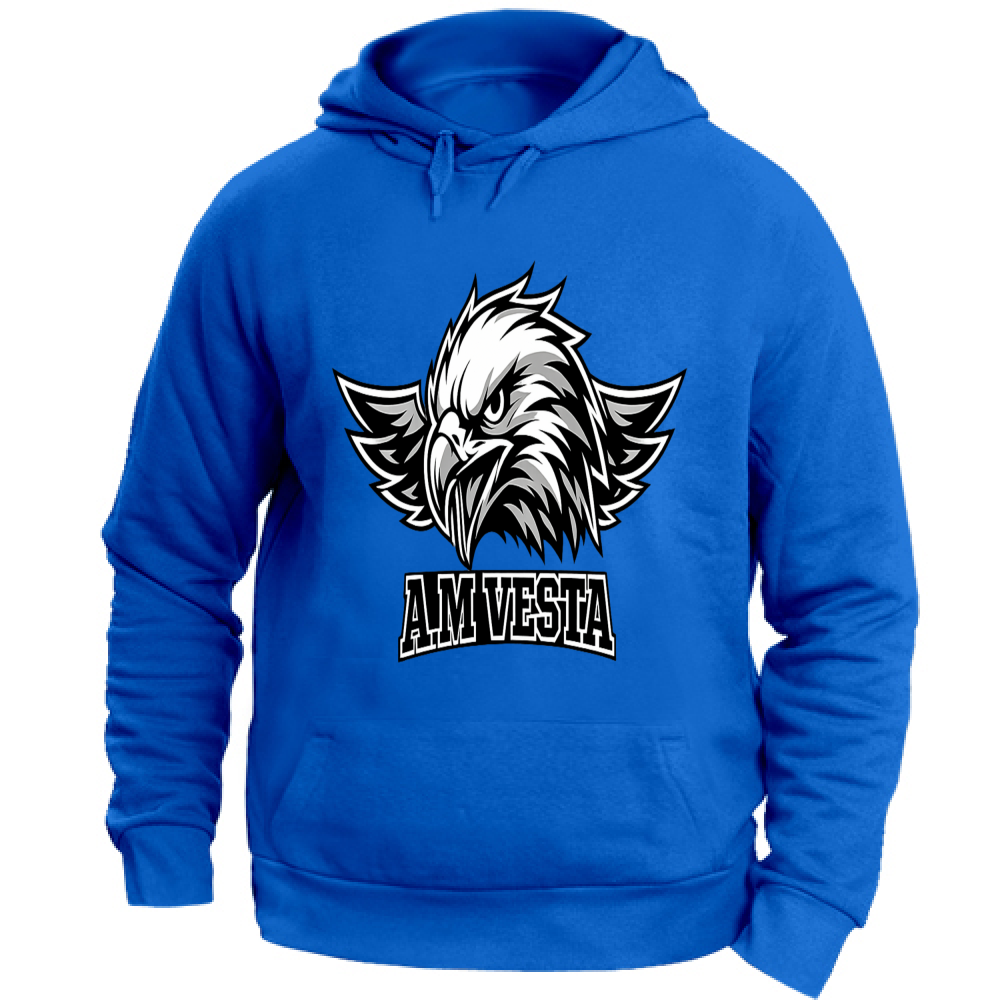 Felpa Unisex con Cappuccio Logo A.M Vesta - Taglie Forti 3XL 4XL - 5 Colori - Design Esclusivo | Streetwear Premium | A.M Vesta | blueroyal