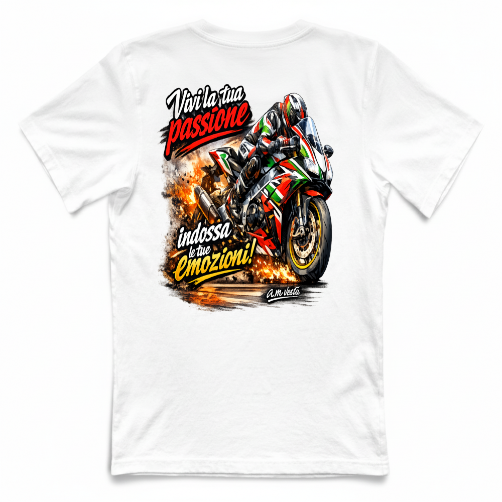 T-Shirt Unisex vivi la tua passione in moto design a.m vesta | Streetwear Premium | A.M Vesta |