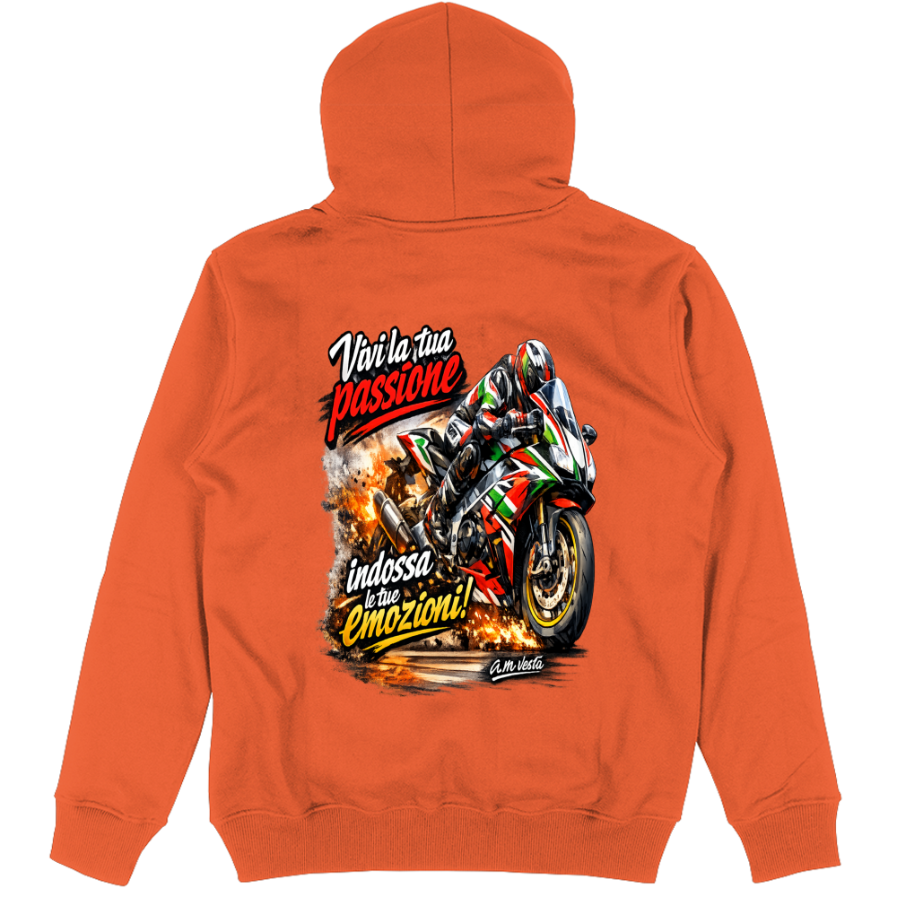 Felpa Unisex con Cappuccio vivi la tua passione in moto | Streetwear Premium | A.M Vesta |