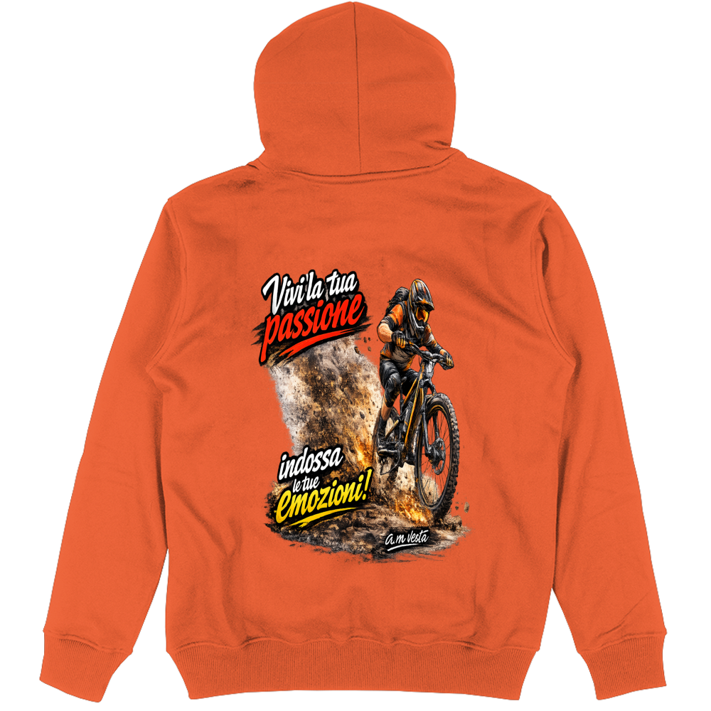 Felpa Unisex con Cappuccio vivi la tua passione in bici | Streetwear Premium | A.M Vesta |