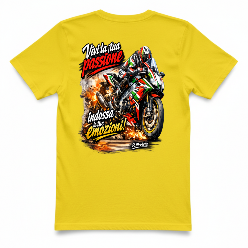T-Shirt Unisex vivi la tua passione in moto design a.m vesta | Streetwear Premium | A.M Vesta |