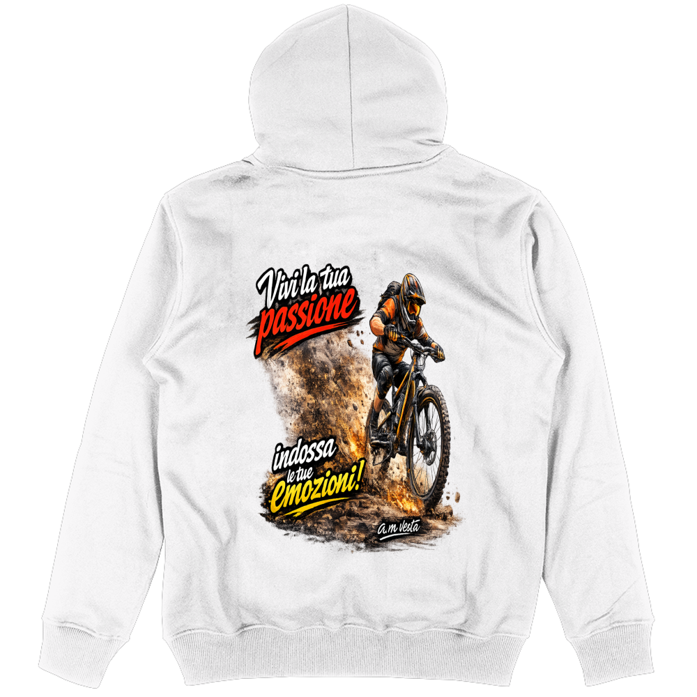 Felpa Unisex con Cappuccio vivi la tua passione in bici | Streetwear Premium | A.M Vesta |