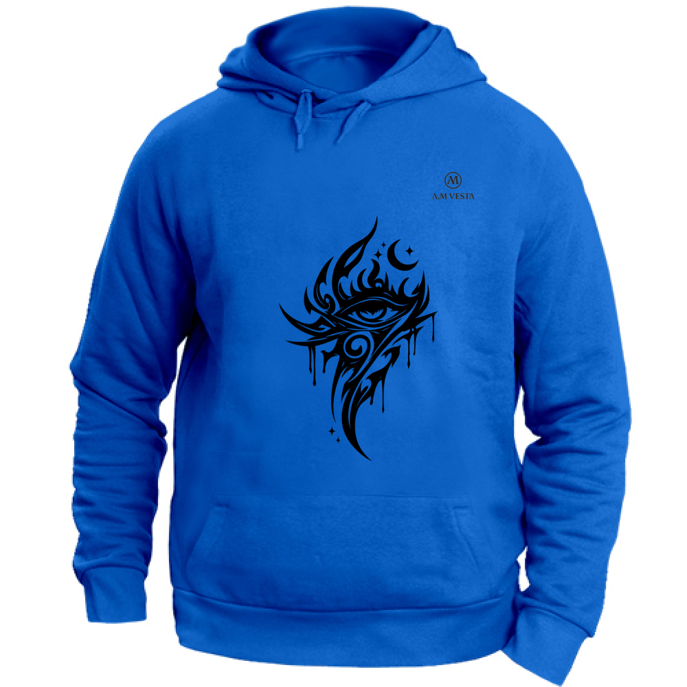 Felpa Unisex con Cappuccio Tribal - Design Esclusivo A.M Vesta. | Streetwear Premium | A.M Vesta | blueroyal