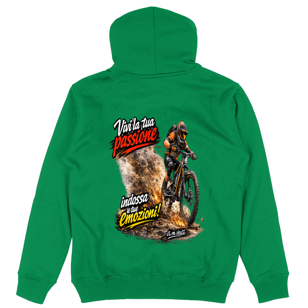 Felpa Unisex con Cappuccio vivi la tua passione in bici | Streetwear Premium | A.M Vesta |