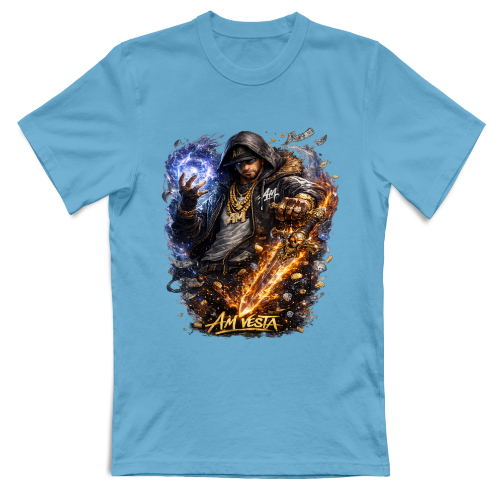 T-Shirt Unisex design “A.M. Vesta – Street Warrior Fire & Ice. | Streetwear Premium | A.M Vesta | lightblue