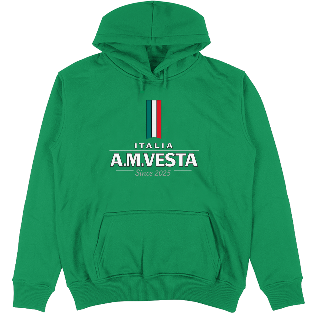 Felpa Unisex con Cappuccio Italia - Design Esclusivo A.M Vesta | Streetwear Premium | A.M Vesta | kellygreen