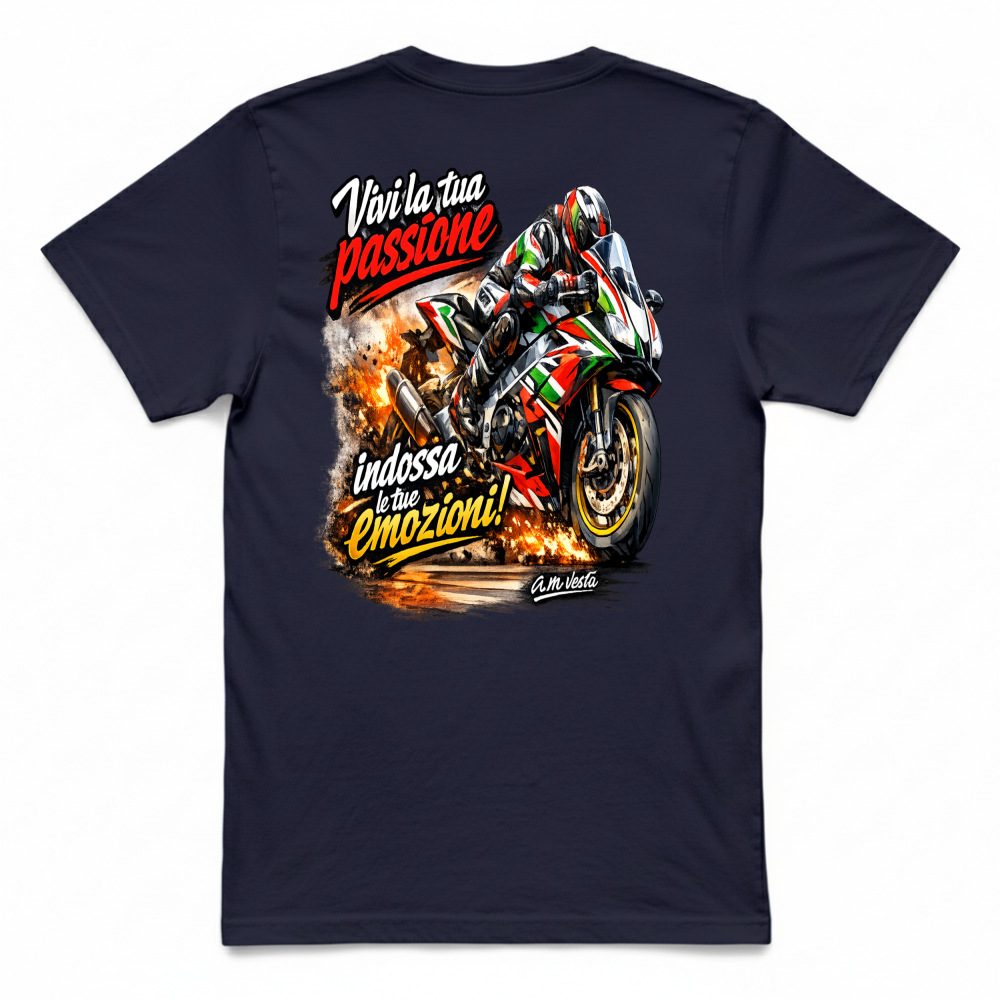 T-Shirt Unisex vivi la tua passione in moto design a.m vesta | Streetwear Premium | A.M Vesta |