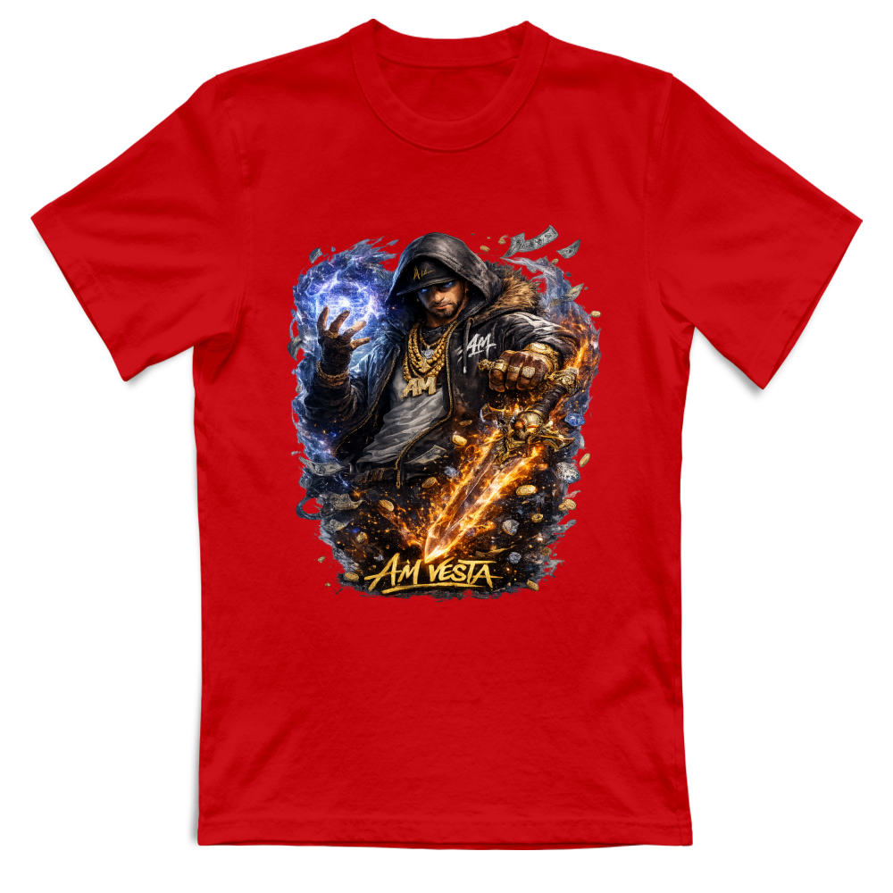 T-Shirt Unisex design “A.M. Vesta – Street Warrior Fire & Ice. | Streetwear Premium | A.M Vesta | red