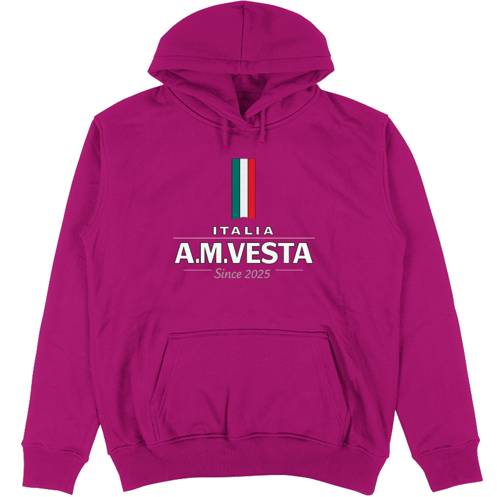 Felpa Unisex con Cappuccio Italia - Design Esclusivo A.M Vesta | Streetwear Premium | A.M Vesta | fuchsia