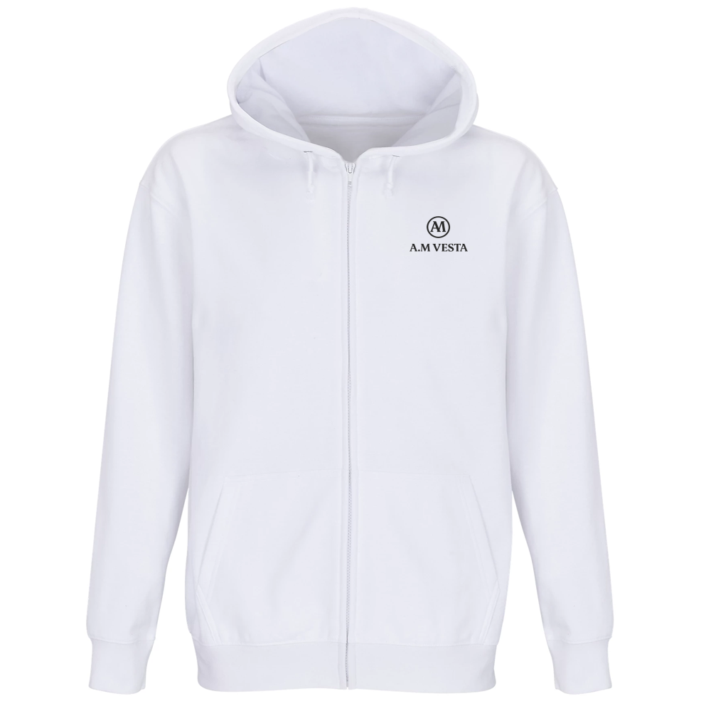 Felpa Premium con Cappuccio e Zip Unisex - A.M Vesta. | Streetwear Premium | A.M Vesta | white