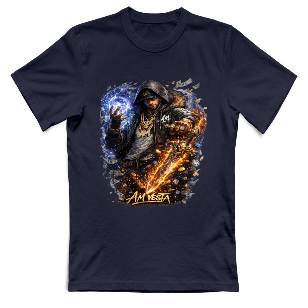 T-Shirt Unisex design “A.M. Vesta – Street Warrior Fire & Ice. | Streetwear Premium | A.M Vesta | navy