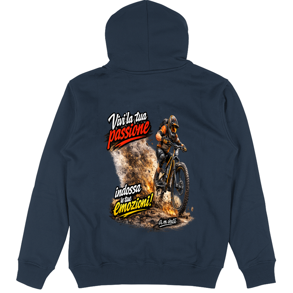 Felpa Unisex con Cappuccio vivi la tua passione in bici | Streetwear Premium | A.M Vesta |