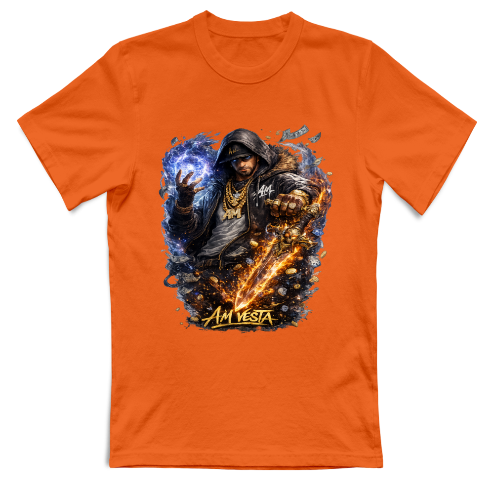 T-Shirt Unisex design “A.M. Vesta – Street Warrior Fire & Ice. | Streetwear Premium | A.M Vesta | neonorange
