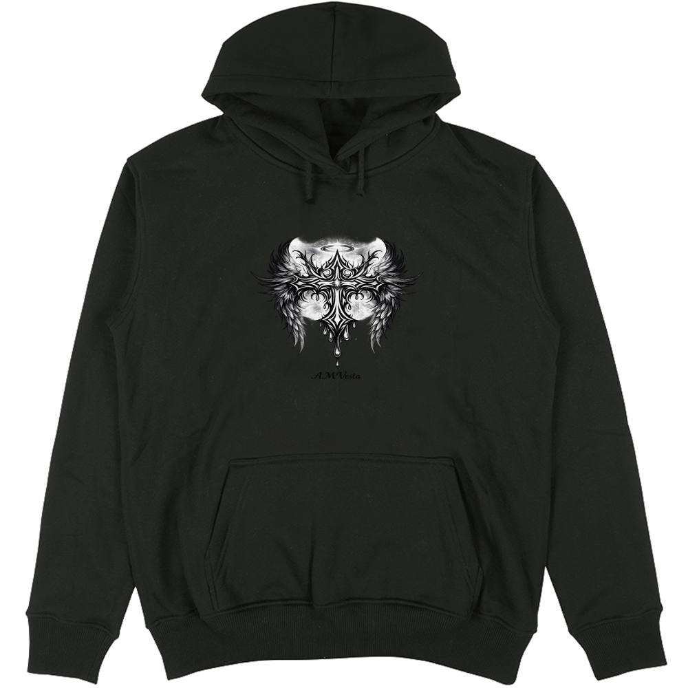 Felpa Unisex con Cappuccio Tribal - Design Esclusivo A.M Vesta | Streetwear Premium | A.M Vesta | black