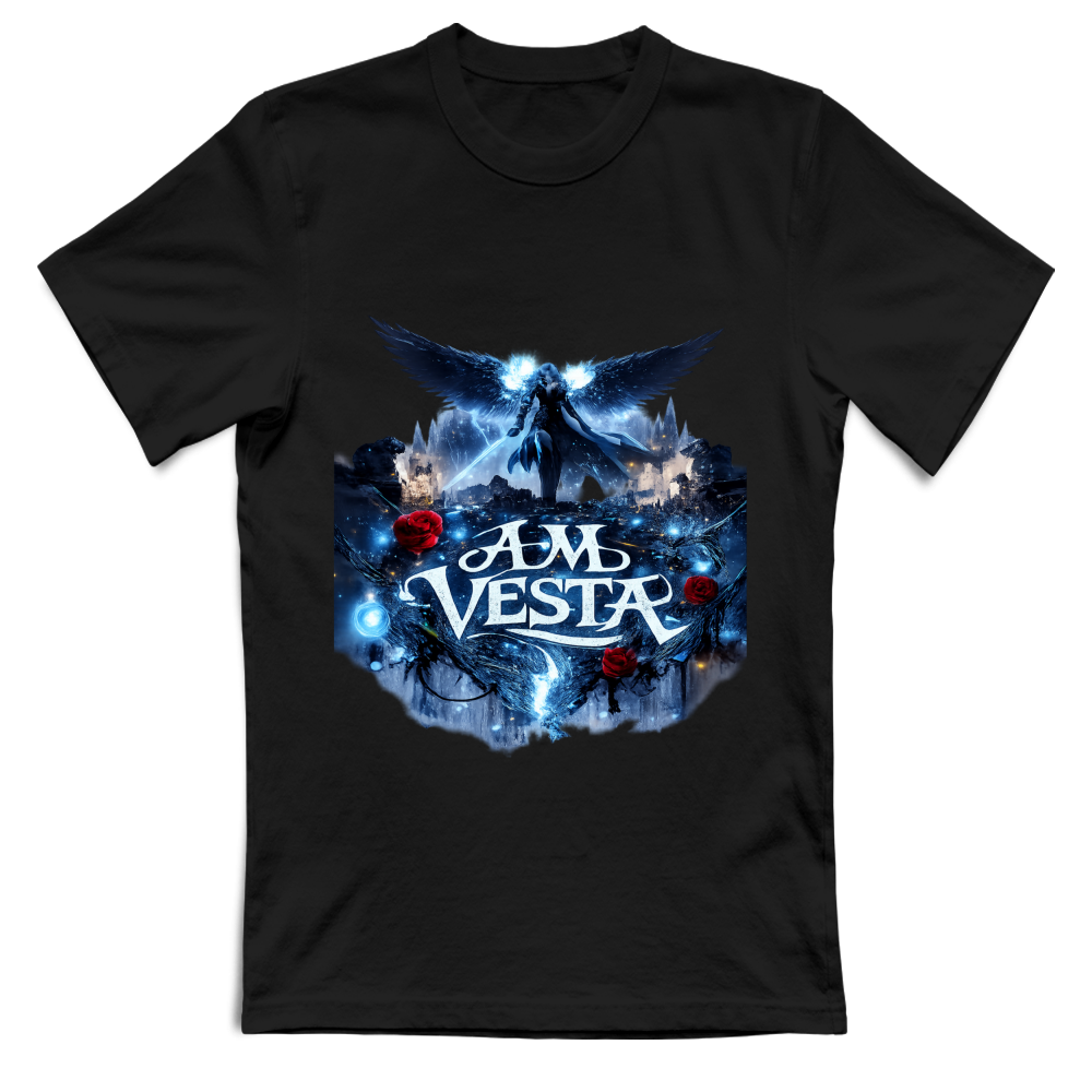 T-Shirt Unisex Angelo tra le Rose - Design Esclusivo A.M Vesta | Streetwear Premium | A.M Vesta | black