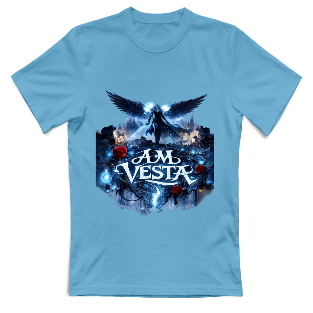 T-Shirt Unisex Angelo tra le Rose - Design Esclusivo A.M Vesta | Streetwear Premium | A.M Vesta | lightblue