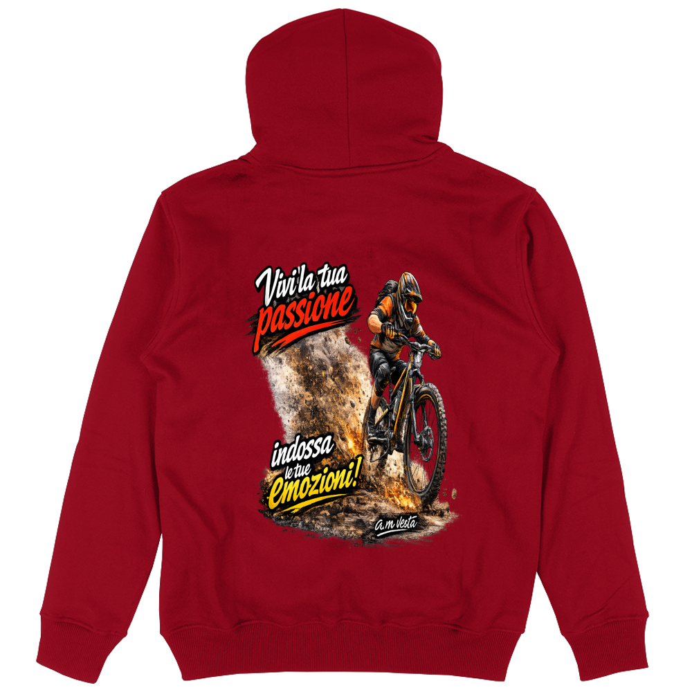 Felpa Unisex con Cappuccio vivi la tua passione in bici | Streetwear Premium | A.M Vesta |