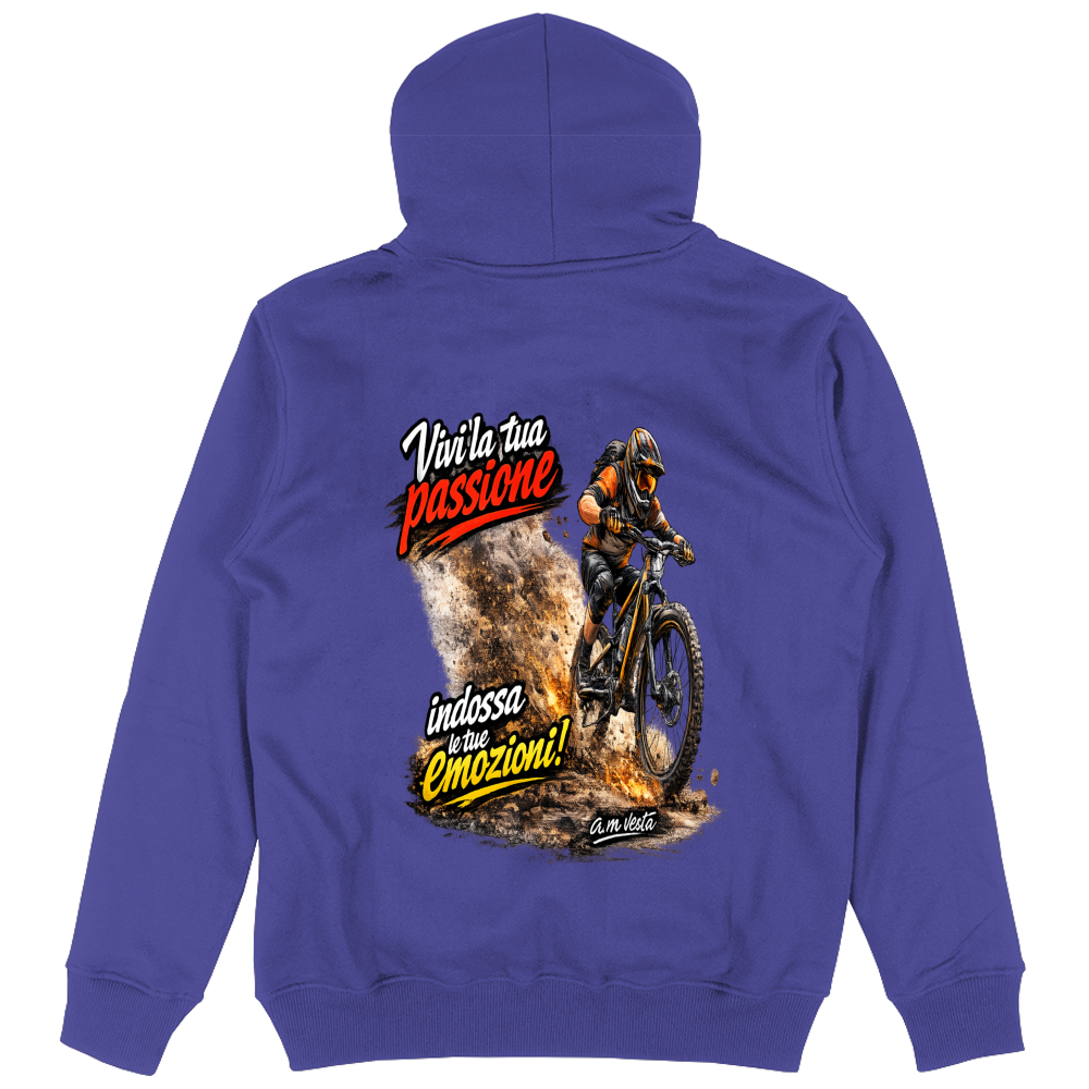 Felpa Unisex con Cappuccio vivi la tua passione in bici | Streetwear Premium | A.M Vesta |