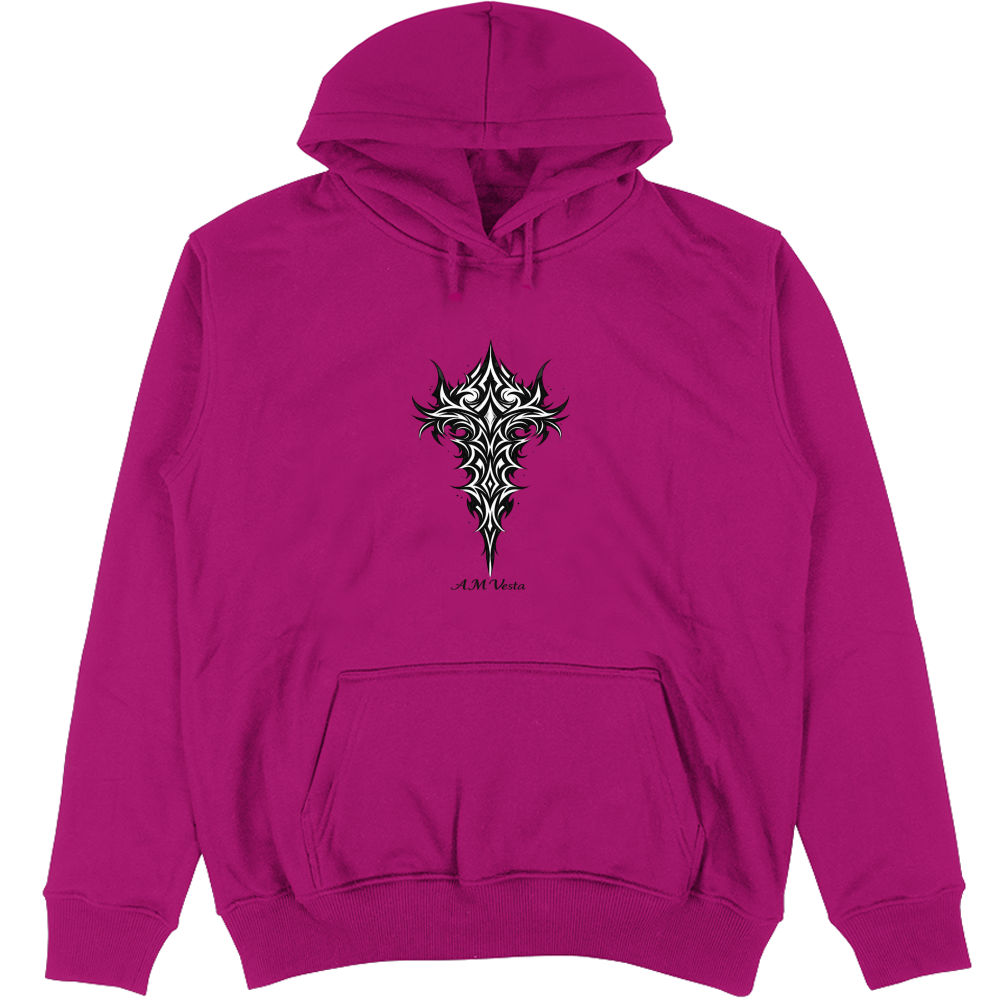 Felpa Unisex con Cappuccio Tribal Demon - Design Esclusivo A.M Vesta | Streetwear Premium | A.M Vesta | fuchsia