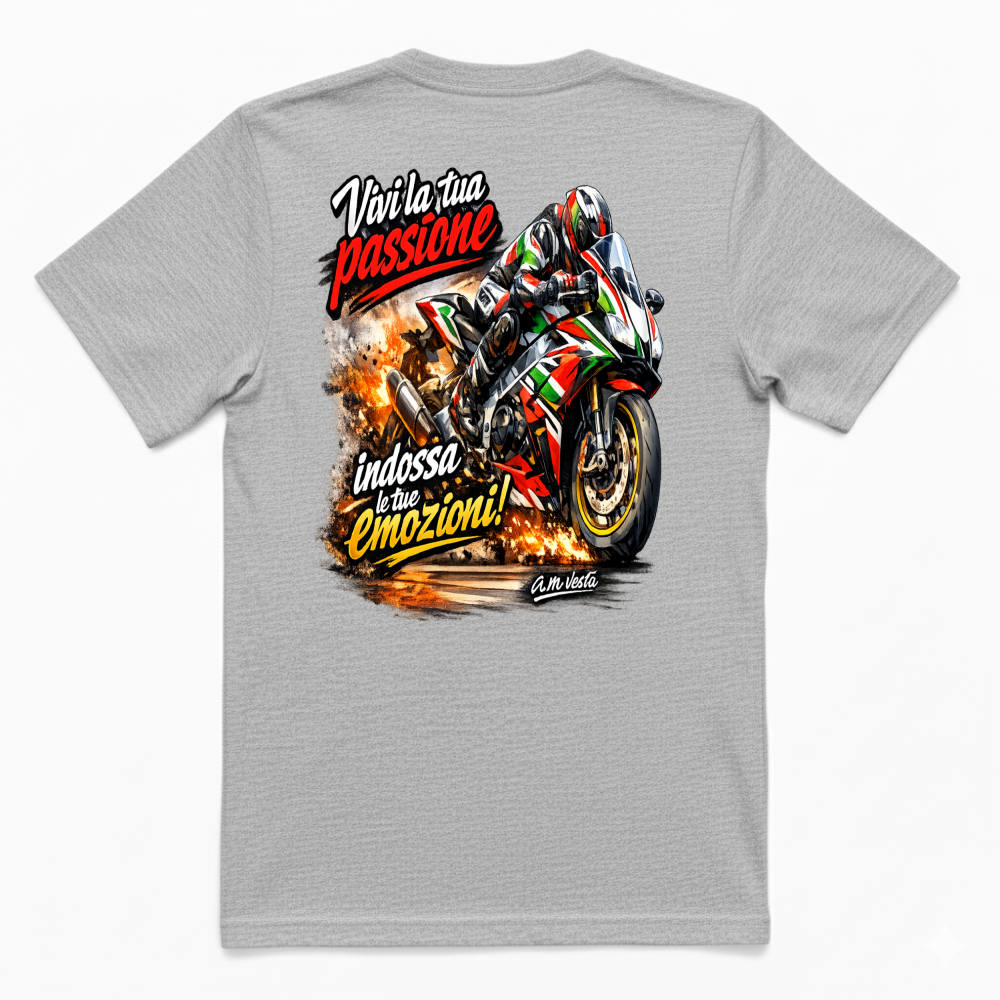 T-Shirt Unisex vivi la tua passione in moto design a.m vesta | Streetwear Premium | A.M Vesta |