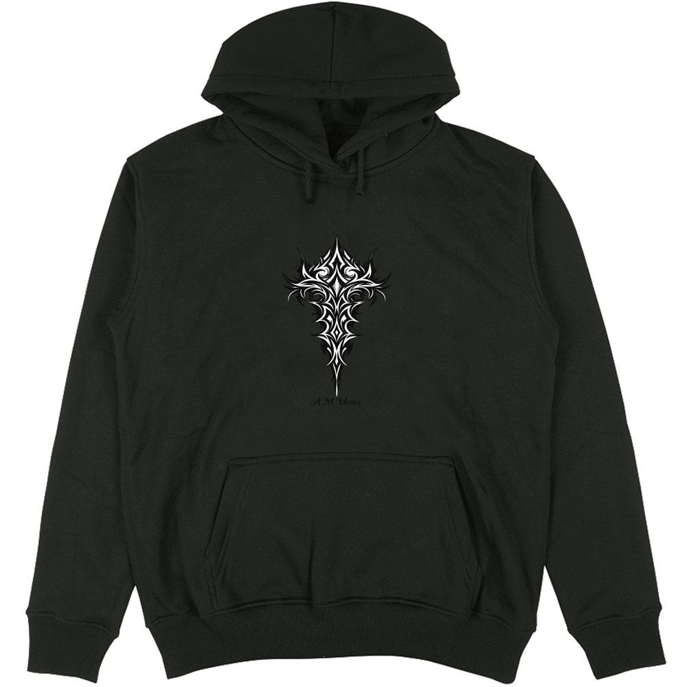 Felpa Unisex con Cappuccio Tribal Demon - Design Esclusivo A.M Vesta | Streetwear Premium | A.M Vesta | black