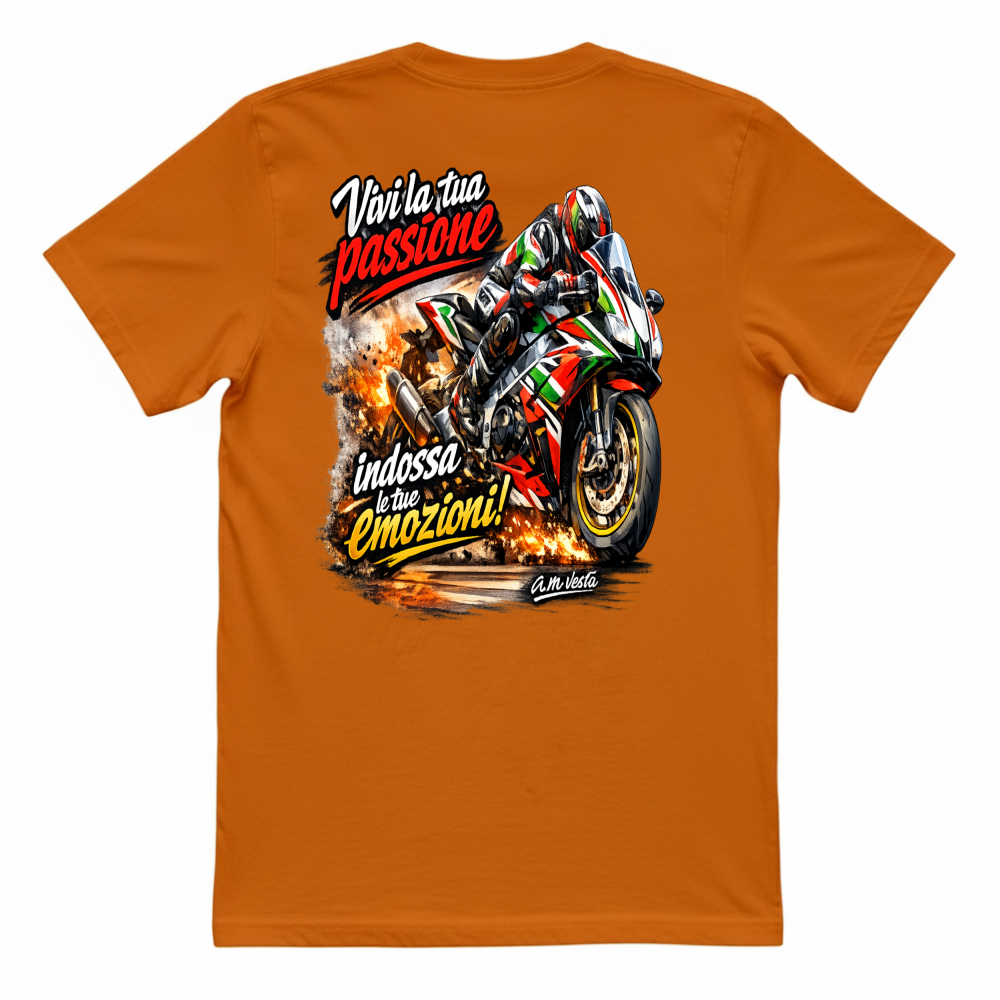 T-Shirt Unisex vivi la tua passione in moto design a.m vesta | Streetwear Premium | A.M Vesta |