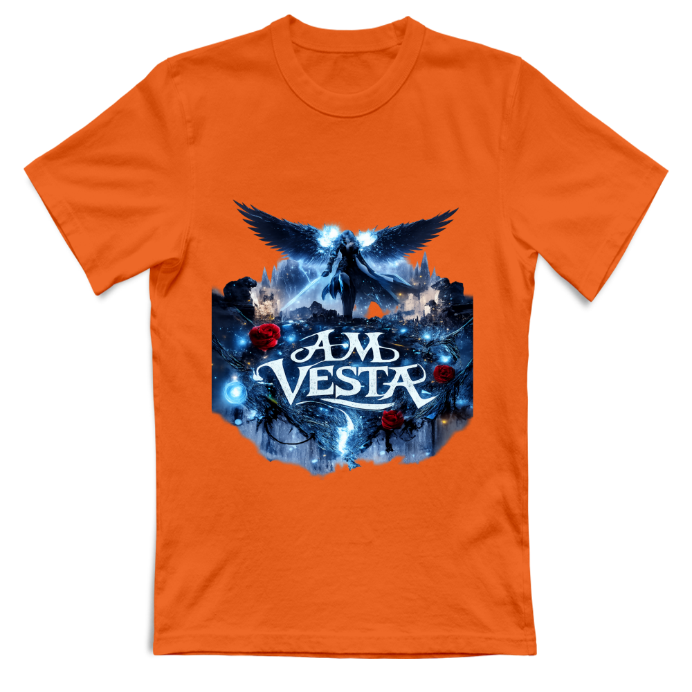 T-Shirt Unisex Angelo tra le Rose - Design Esclusivo A.M Vesta | Streetwear Premium | A.M Vesta | neonorange