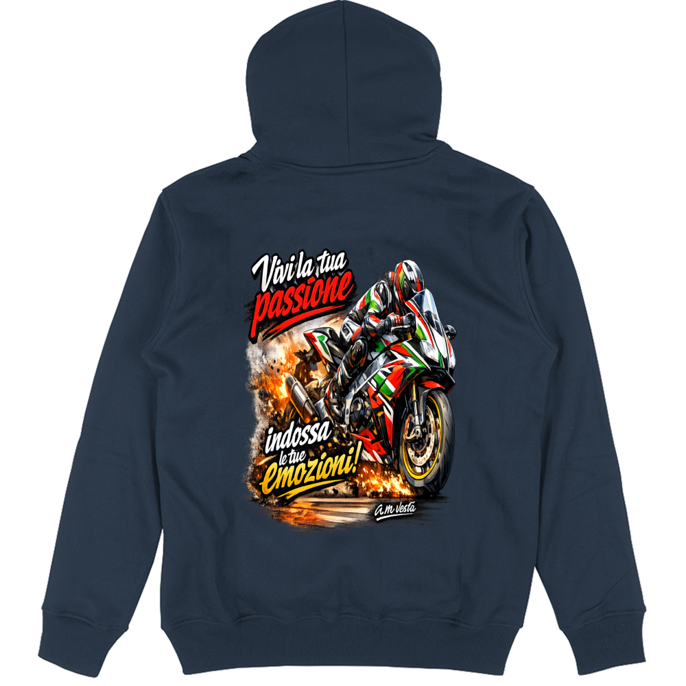 Felpa Unisex con Cappuccio vivi la tua passione in moto | Streetwear Premium | A.M Vesta |