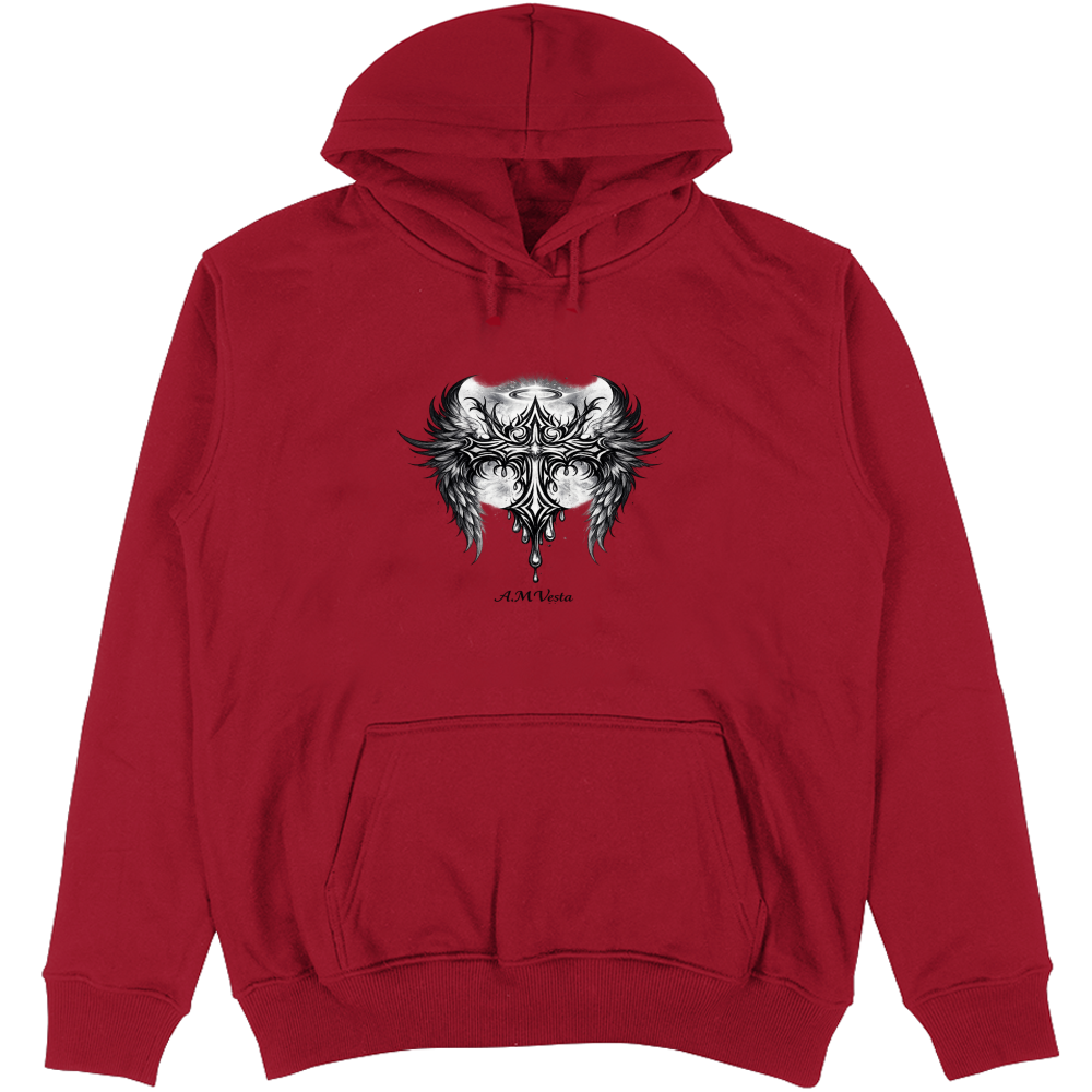 Felpa Unisex con Cappuccio Tribal - Design Esclusivo A.M Vesta | Streetwear Premium | A.M Vesta | red