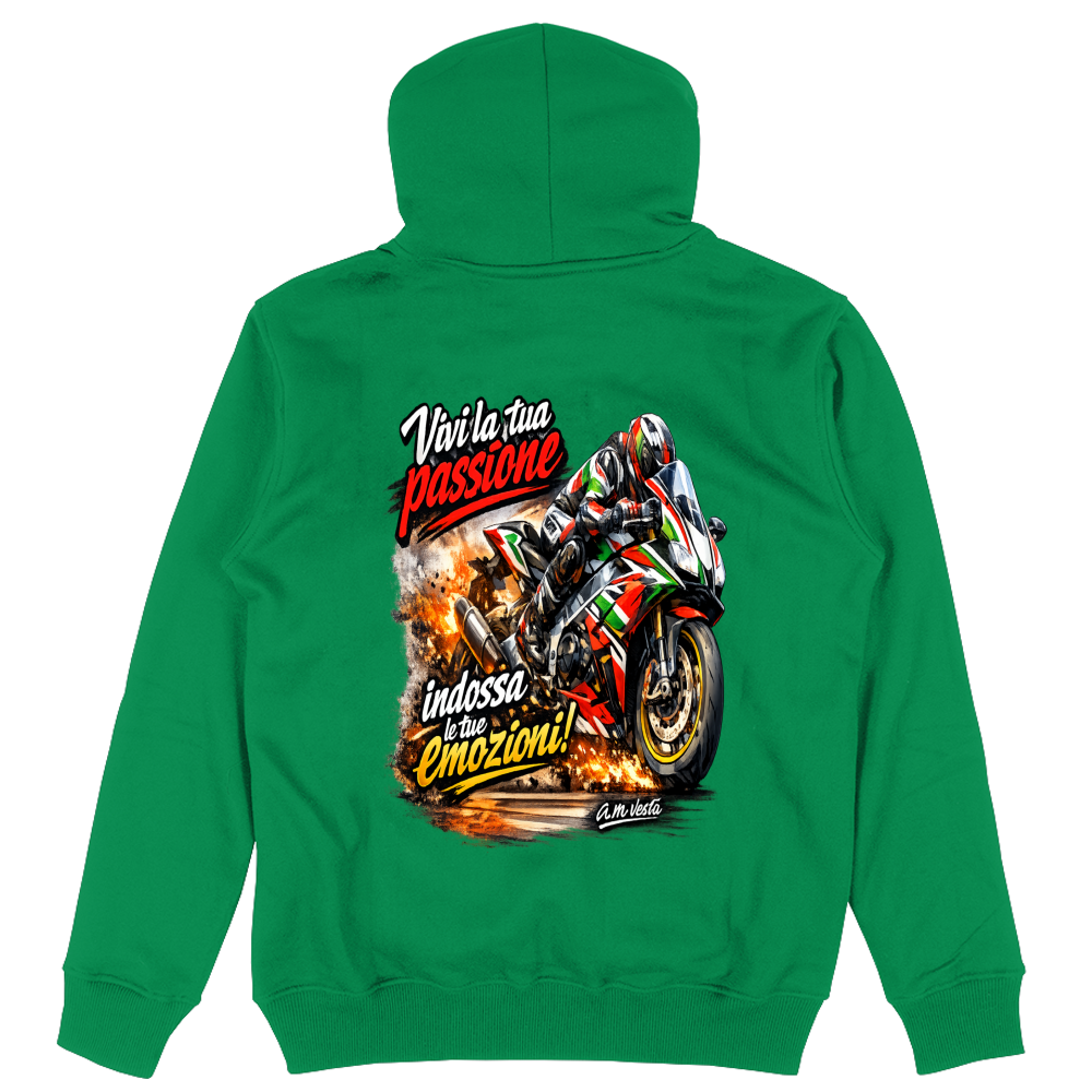 Felpa Unisex con Cappuccio vivi la tua passione in moto | Streetwear Premium | A.M Vesta |