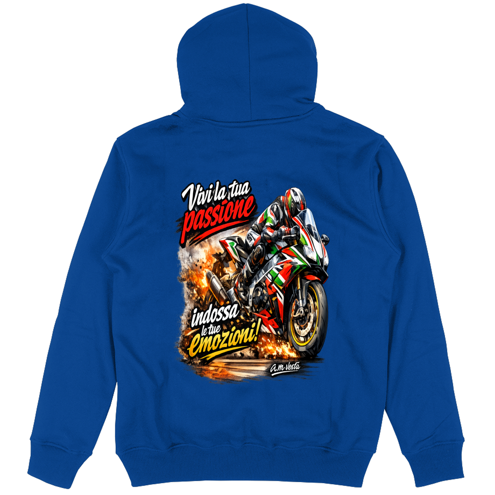 Felpa Unisex con Cappuccio vivi la tua passione in moto | Streetwear Premium | A.M Vesta |