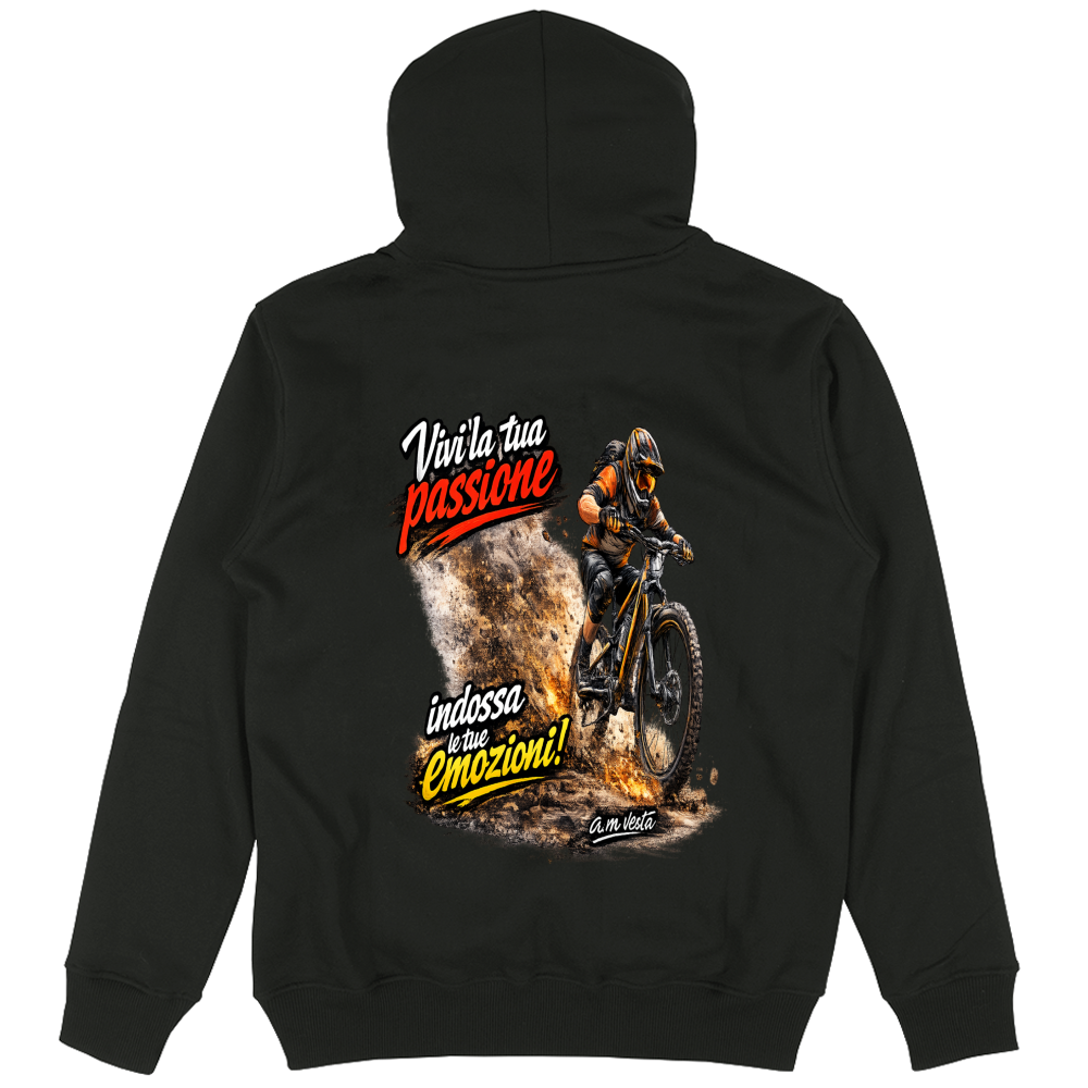 Felpa Unisex con Cappuccio vivi la tua passione in bici | Streetwear Premium | A.M Vesta |